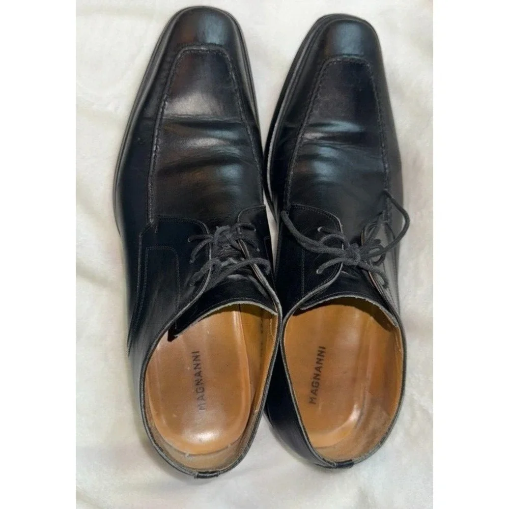 Magnanni Mens Lace-up Black Leather Dress Shoes Sz 11.5 M Made in Spain